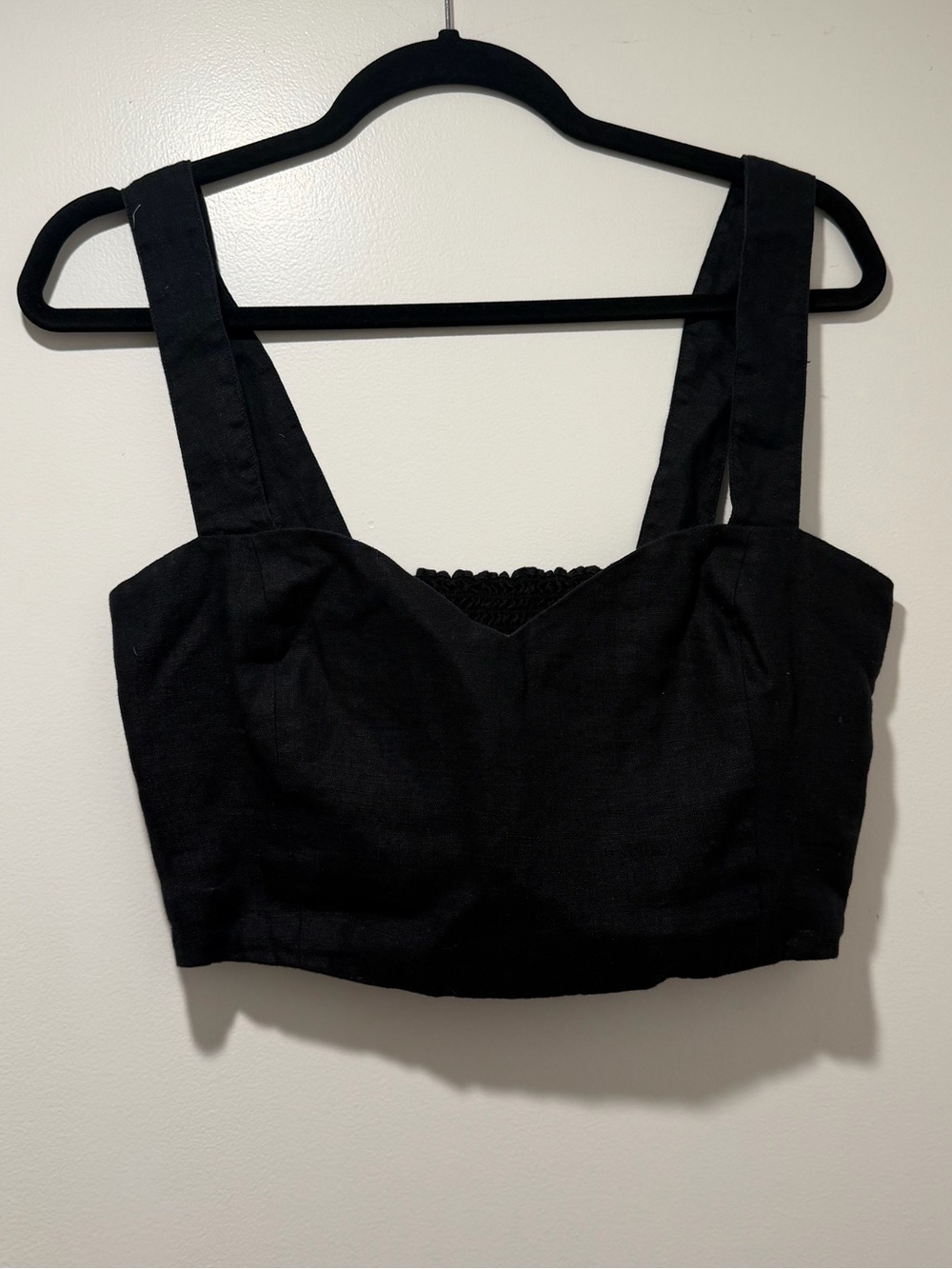 Reformation Black Cropped Sweetheart Tank
